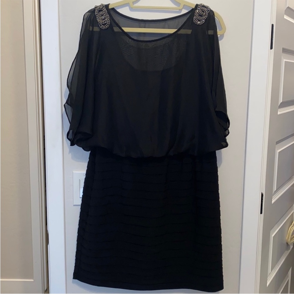 R&M Richards Embellished cold shoulder dress